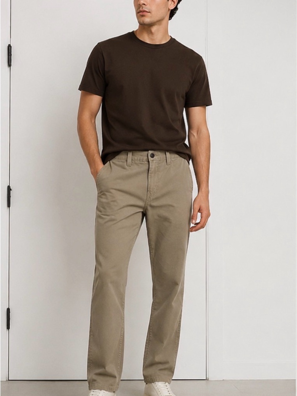 Levi's khaki pants with black leather patch